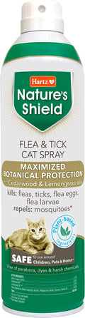 Hartz Nature’s Shield Flea & Tick Spray Treatment for Cats with Cedarwood and Lemongrass Oil, 14 Ounces