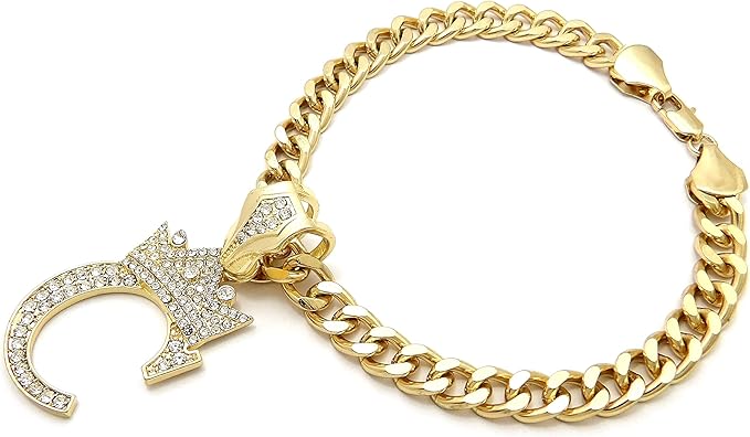 Initial Letter Cuban Chain Dog Chain Pet Chain Pet, Cat, Puppy Necklace (C, 20")