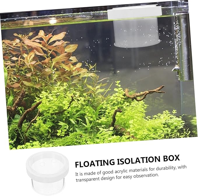 Happyyami Floating Fish Separator Box for Tank Guppy Breeding Box Removable Cover Acrylic Specimen Containers