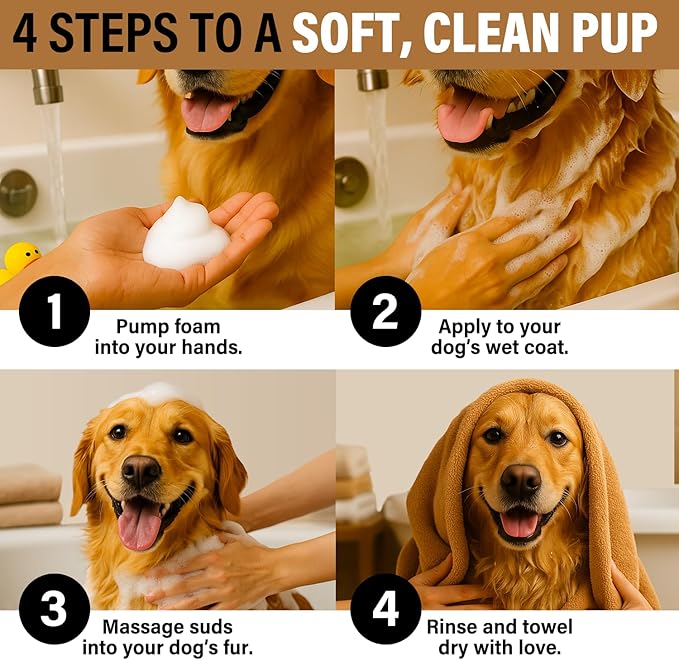 Dog Shampoo for Sensitive Skin - Gentle Natural Dog Wash for Odor Control - Oatmeal Shampoo for All Dogs & Puppies - 8fl oz (Oatmeal Honey)