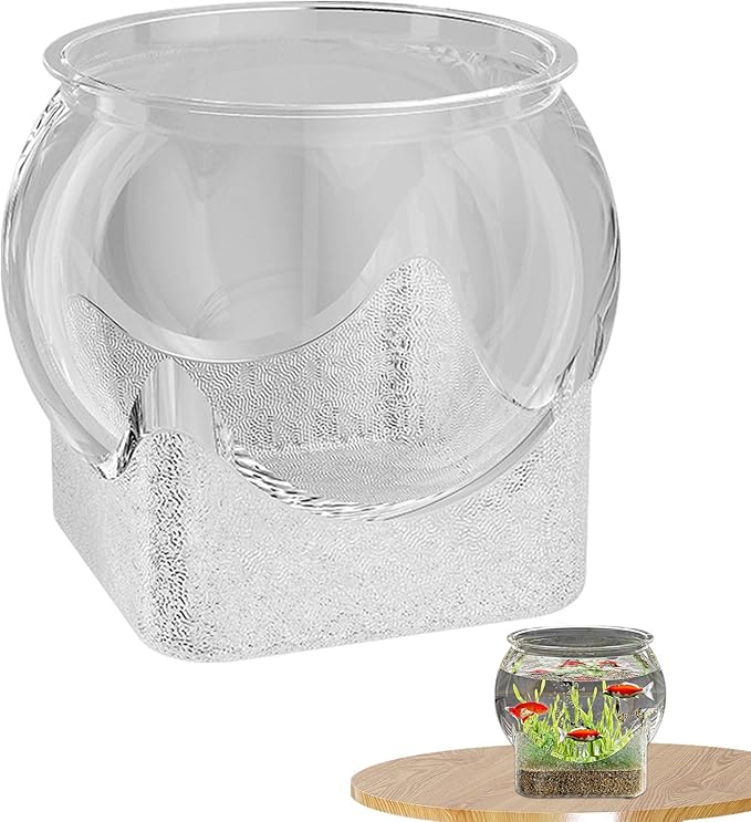 Round Clear Aquarium, Modern Compact Fish Tank, Hydroponic Planter Impact-Resistant for Home/Bedroom/Children's Room/Bathroom Desk/Workplace/Dorm
