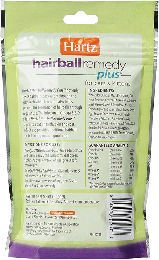 Hartz Hairball Remedy Plus Chicken Flavored Soft Chews for Cats and Kittens