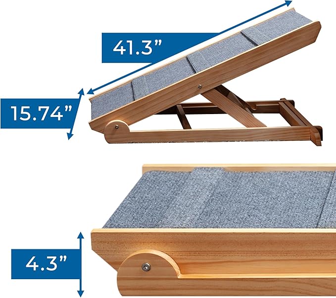 Dog-Proofer Pet Ramp - Lightweight and Durable Non-Slip Design for Pets Up to 150 Pounds, 6 Adjustable Easy-Access Heights, Folds Flat for Compact Storage, Up to 24.68 Inches Tall