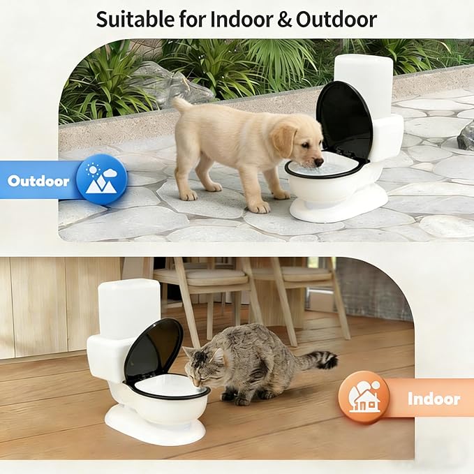 Cat Water Dispenser,Funny Toilet Shaped Pet Gravity Bowl, Automatic Flow No Electricity Needed with Healthy Pets Water Station for Cats and Small/Medium Dog