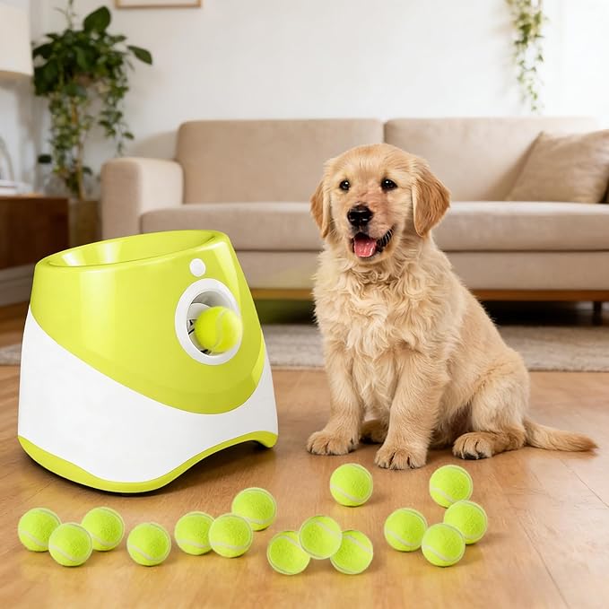 Automatic Dog Ball Launcher, Dog Ball Thrower Machine with 10-30Ft 3 Launching Distance, Interactive Toys for Small Dogs