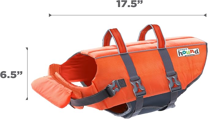 Outward Hound Granby Splash Orange Dog Life Jacket,Large,(Pack of 12)