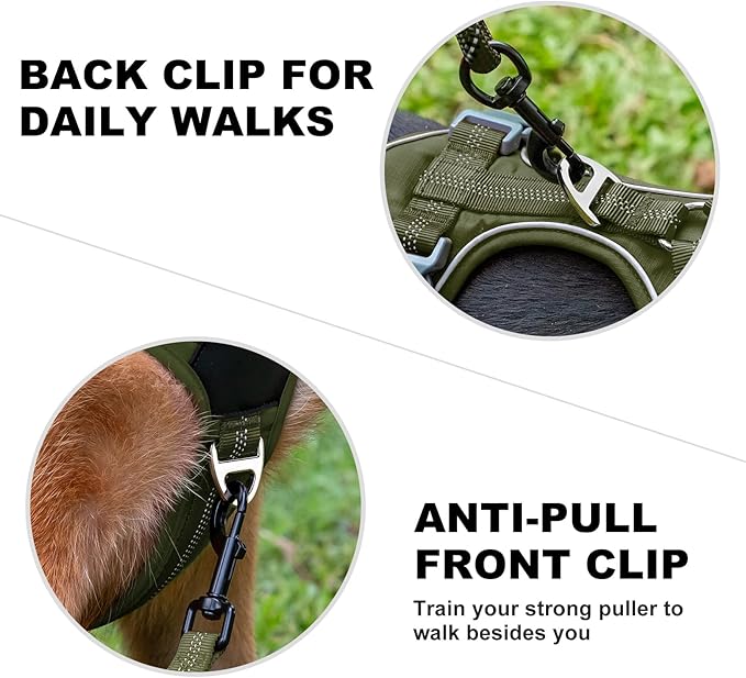 Plutus Pet No Pull Dog Harness, Release at Neck, Soft Padded, Reflective Adjustable Dog Vest Harness for Small, Medium, Large Dogs(Ranger Green, S)