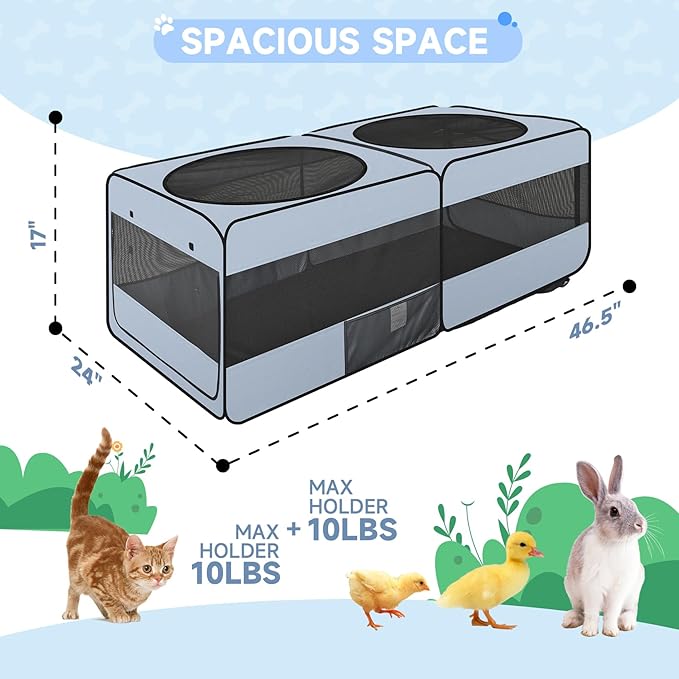 Pet Playpen Pop up Small Pet Cage Enclosure Tent Chick Run Brooder Coop Foldable Kennel for Kitten Ferret Puppy Guinea Pig Rabbit Hamster Chinchillas(No Divider, Unified Space)