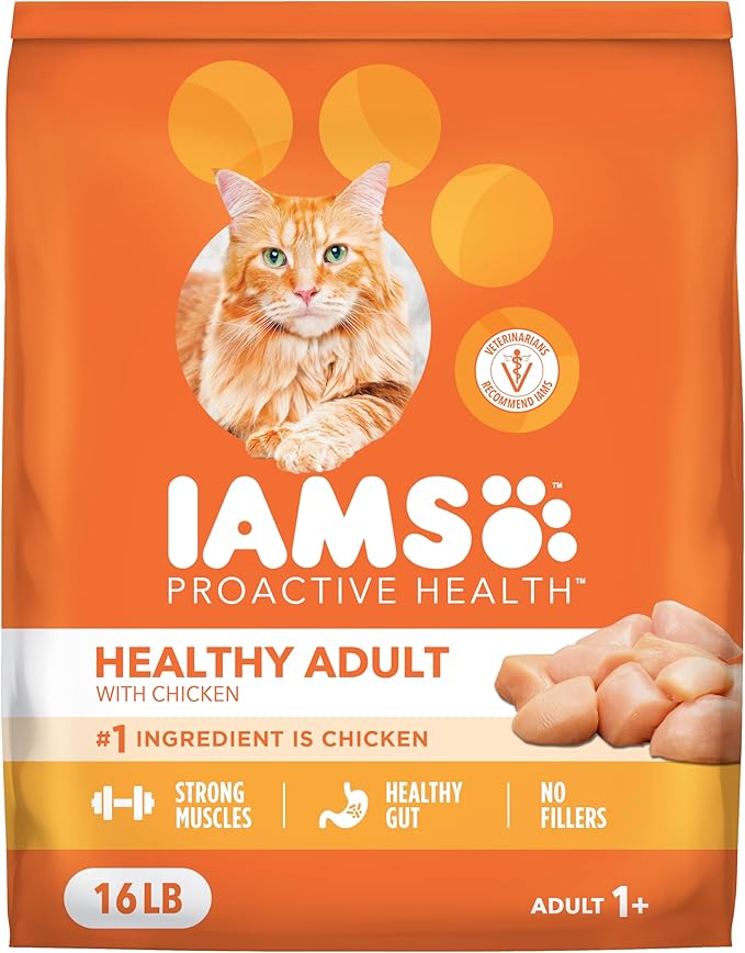 IAMS Proactive Health Dry Cat Food, Healthy Cat Food Dry Recipe for Adults, with Chicken 16 lb. Bag
