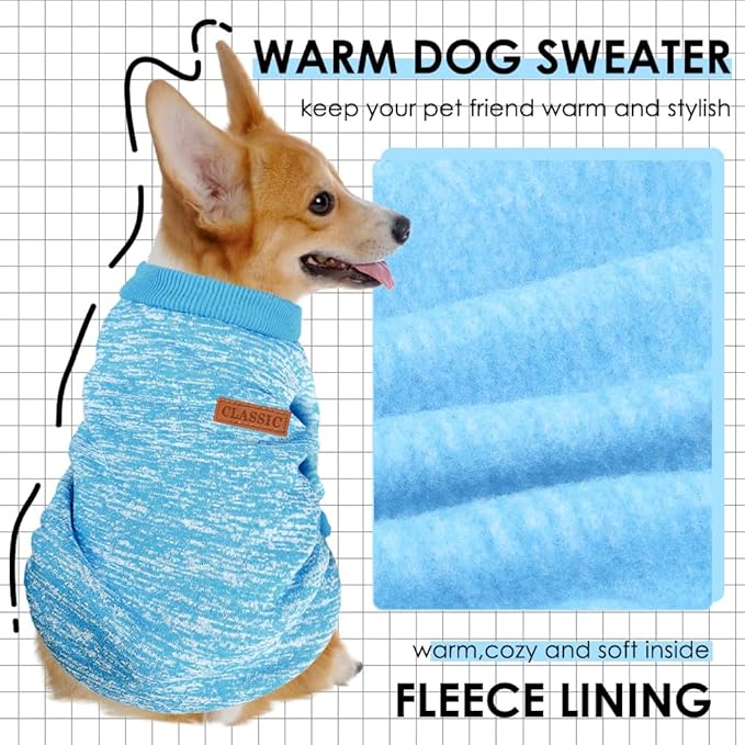 3 Pack Dog Sweaters for Small Dogs Girl Boy Winter Fleece Clothes Warm Soft Dog Sweatshirt Outfit for Dogs Cats Pet Apparel