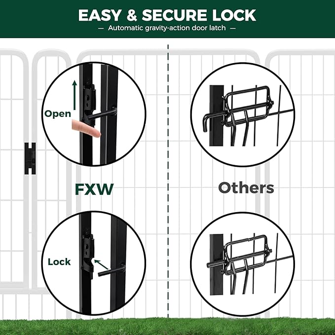 FXW Rollick Unleashed Dog Playpen for Indoor, Yard, RV Camping, 50 inch 24 Panels for Large Dogs, Black│Patented