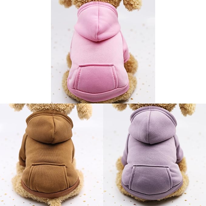 TAPBULL Dog Dresses, Fashionable Pet Dog Sweatshirt Clothes in Light Colors, Cute Cat Birthday Dress Outfit (Pink/Purple/Coffee 3-Pack), Medium