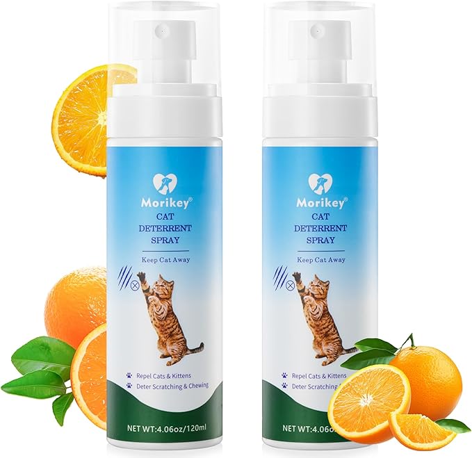 Cat Deterrent Spray, Natural Cat Repellent Spray for Indoor & Outdoor, Anti-Scratch Deterrent for Furniture, Sofas, Rugs, Curtains, Plants, Alcohol-Free, for Kittens and Cats 8.12 Oz