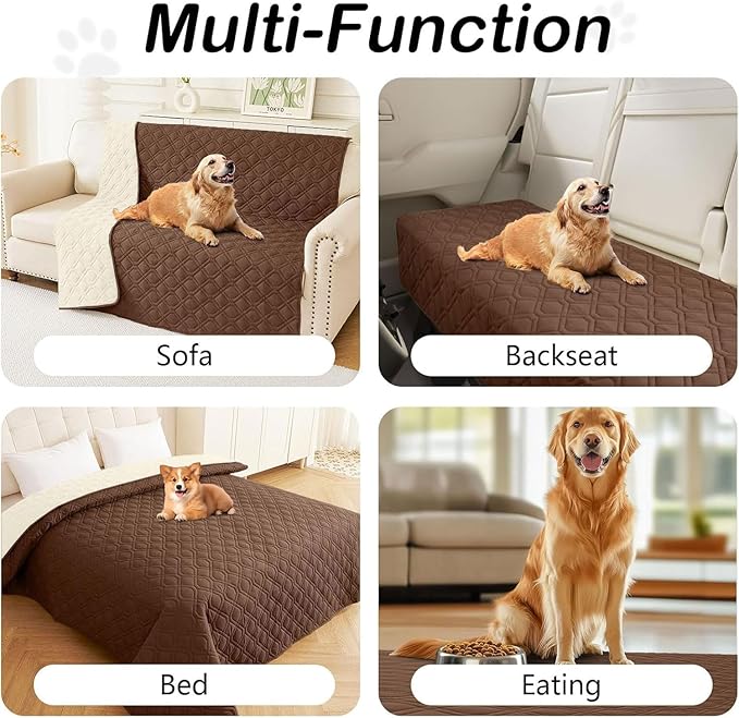 hyha Waterproof Dog Bed Blanket, Soft Pet Blankets, Waterproof Couch Cover for Dogs, Reversible Sofa Covers Washable for Furniture (30x70 Inch, Brown/Beige)