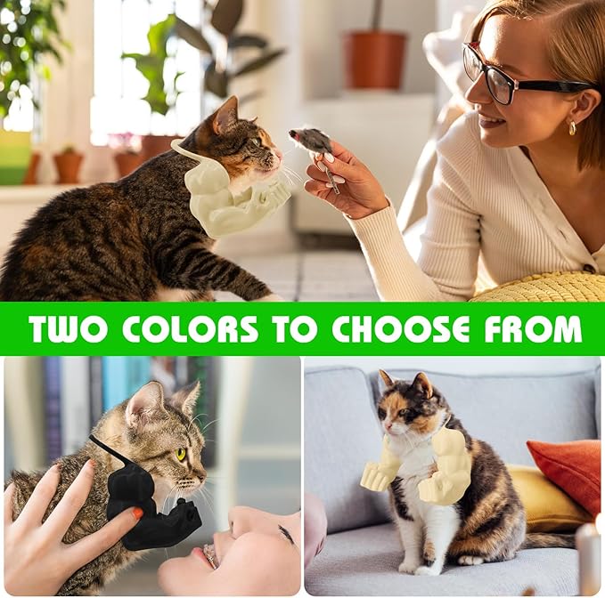Creative Cat Muscle Arms,Halloween Cat Costume Accessory,3D Printed Cat's Neck Arms with Muscle,Funny Muscle Arms for Cats,Pet Costume for Kitten Birthday Party Supplies (Black)