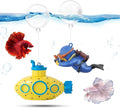 CousDUoBe 2.1 in Mini Floating Submarine Fish Tank Decoration Set，Cute Retro Submarine Set and Floating Diver,Aquarium Decorations Resinous Betta Fish Tank Accessories