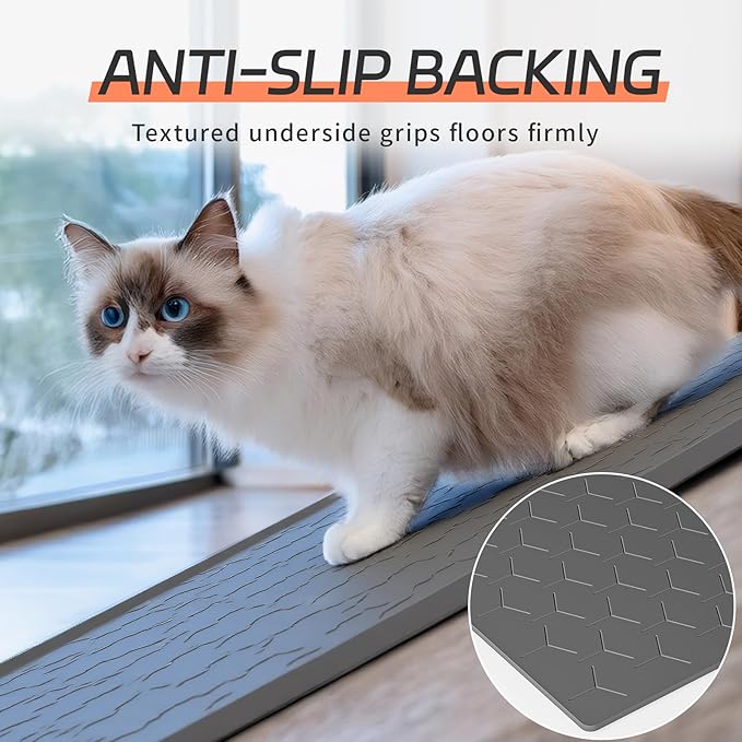 Extra Large Silicone Cat Litter Mat, Waterproof/Urineproof, Litter Recycling, Easy to Clean, Soft on Kitty Paws (28"X40"-Dark Grey)