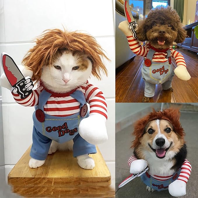 Pet Deadly Dog Costume, Cute Dog Cosplay Halloween Christmas Funny Pet Clothes Party Costume for Small Medium and Large Dogs (Medium)