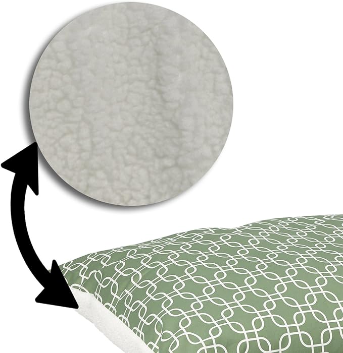MidWest Homes for Pets Over-Stuffed Dog Bed feat, Medium, 27 x 36, Medium Dog Breed, Green Geometric Pattern