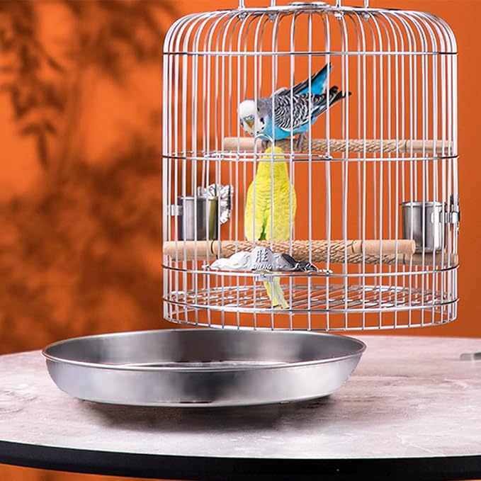 Small Bird Cage Stainless Steel Parrots Carriers With Wood Stand And Metal Cups For Lovebirds Finches Parakeets Bird Travel Cage Small With Perches Stand And Bowls For Parrots Cockatiels Conures