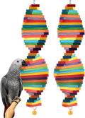 Bissap 2 PCS Bird Chew Toys, Multicolored Bagel Cascade Bird Parrot Chewing Sticks Biting Wooden Blocks Toy for Medium Amazon Cockatiels Cockatoos Macaws and Similar Sized Pet Birds