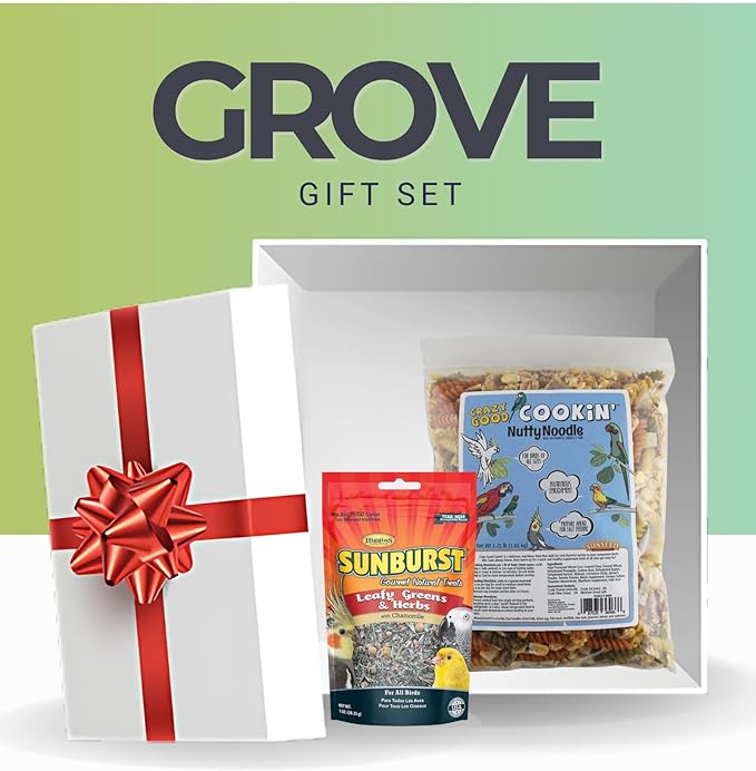 GROVE Sunseed Crazy Good Cookin' 12 oz Bundle with Gourmet Avian Treat – Cookable, Nutritious Treat for Parrots, Cockatoos & Pet Birds – Fun & Flavorful Diet Variety – Gift Set (2 Items)