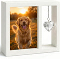 Dog Memorial Gift for Loss of Dog – 4x6 Wooden Photo Frame with Crystal Heart Suncatcher, Pet Memorial Picture Frame Keepsake