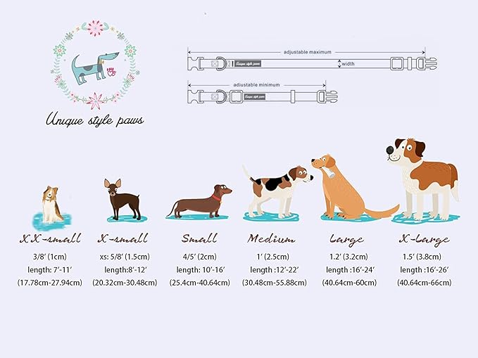 Unique style paws Dog Collar Metal Buckle Watermelon Collar Gift Durable Cute Collar for Small Medium Large Boys Girls Dogs
