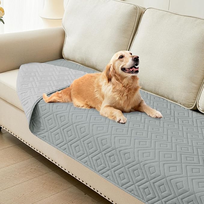 hyha Waterproof Dog Blanket, Soft Pet Bed Blankets, Waterproof Sofa Couch Cover for Dogs Washable, Reversible Pet Couch Covers for Sofa Furniture (30x70 Inch, Grey/Light Grey)