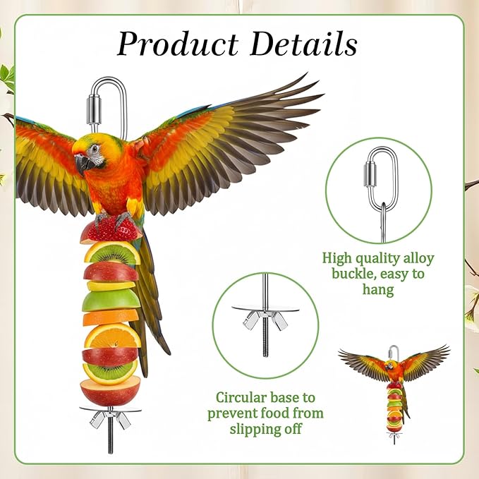 3 Pcs Bird Cage Food Holder, Stainless Steel Bird Foraging Toys, Birds Foraging Toys for Parakeets, Budgies, Macaws (3 Sizes)