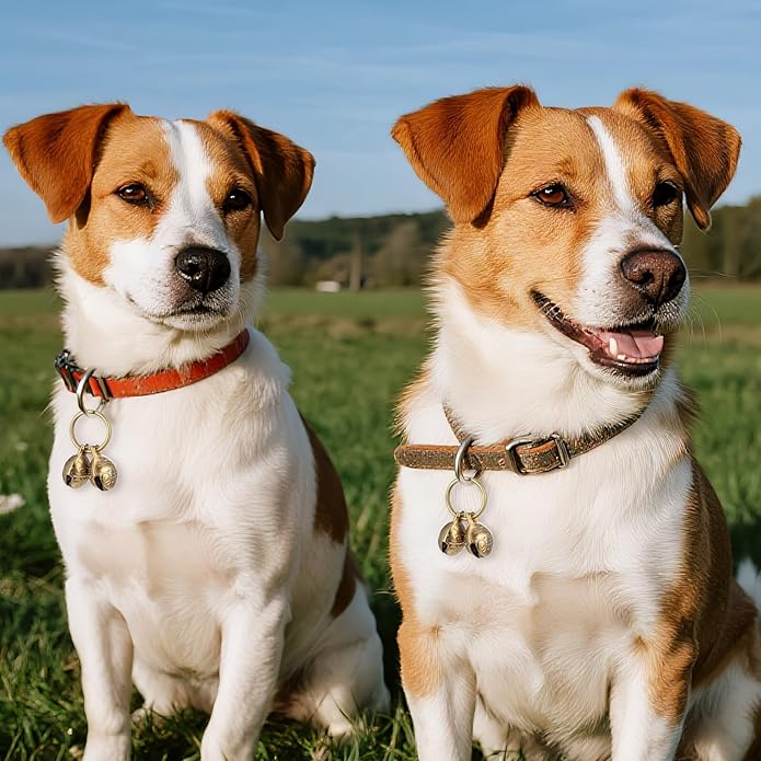 2 Pcs Bell for Cat Collar Copper Bells for Collar Pet Tracking Vintage Anti-Theft Bell Durable Brass Collars Charms for ID Pendant Tag Pet Supplies Christmas Gifts