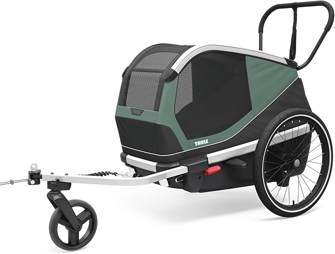 Thule Bexey pet Bike Trailer - Carrier for Small & Large Sized Dogs - Foldable Design - Easy to Connect to Bike - Padded Interior - Converts into Travel Crate - Durable Materials