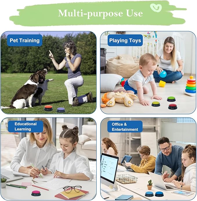 Set of 8 Dog Buttons for Communication, Voice Recordable Buttons for Classroom, Dog Training Talking Buttons Starter Set, Pet Easy Speaking Buttons Tools