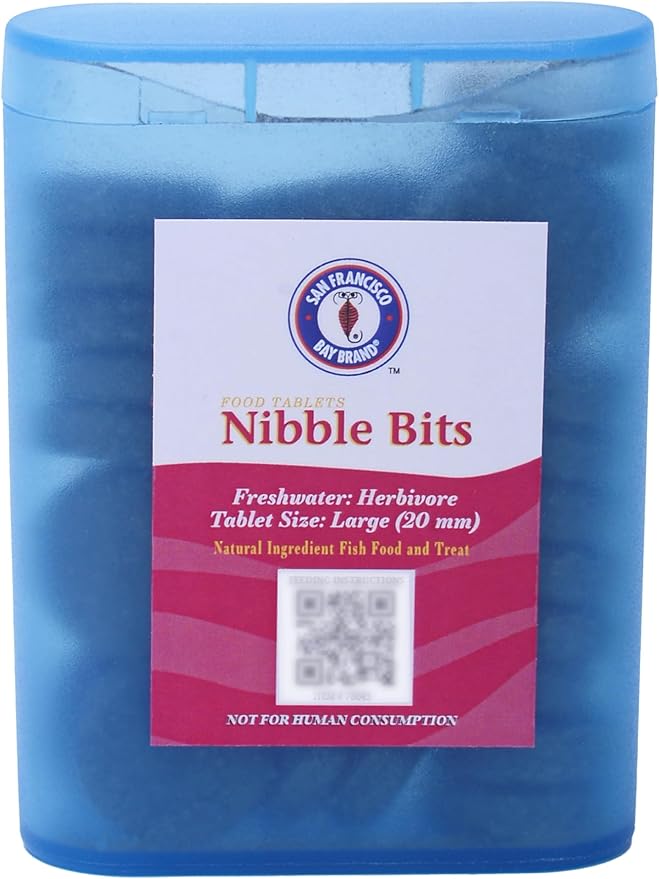 San Francisco Bay Brand Tropical Fish Food Tablets Nibble Bits - All-Natural Fish Food for Freshwater Herbivore, Angelfish, Cichlids, Catfish, Guppies, Tetras - Guppy Fish Food - 2.1 oz (60g)