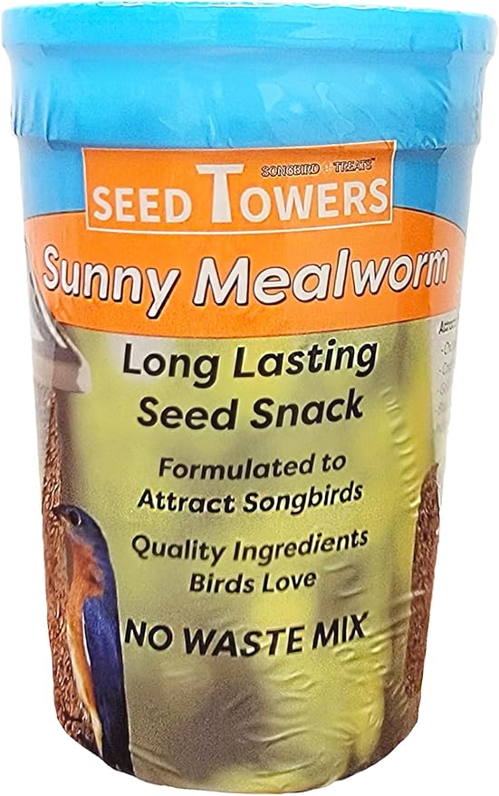 Wildlife Sciences Songbird Treats Seed Tower 2 Packs | Bundle of 2 | 1.5-2 lb Seed Log Towers for Wild Birds (Sunny Mealworm)