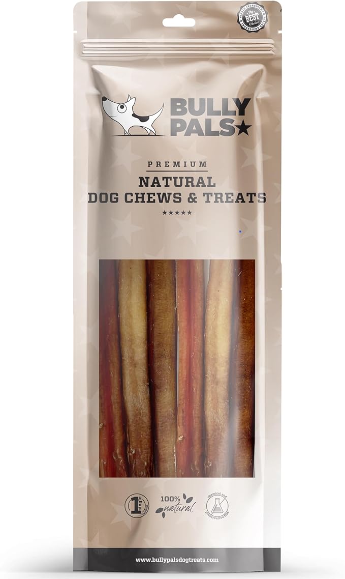 12 inch Jumbo Bully Sticks for Medium to Large Dogs - 5 Pack - Extra Thick Dental Chews for Dogs, Long Lasting, All Natural, Single Ingredient, Easily Digestible, Rawhide Free Dog Treats