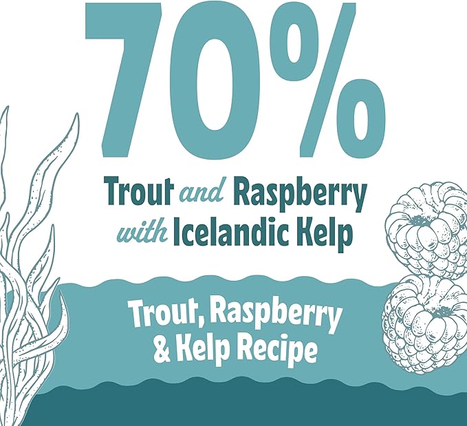 Icelandic+ Soft & Chewy Bites - Trout, Raspberry & Kelp - 1.8oz Cat Treats, 70% Meat & Fruit, Air-Dried, Limited Ingredients, Pet Snack, Grain Free