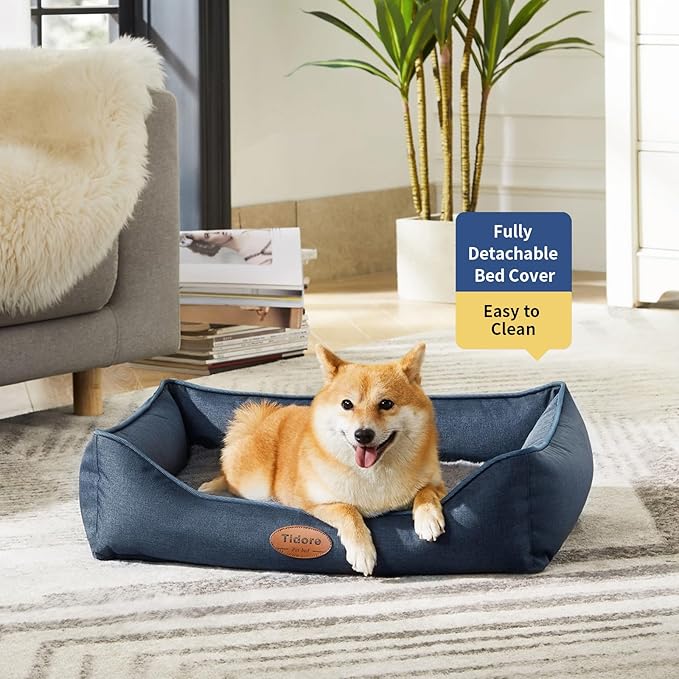 Orthopedic Dog Beds for Medium Dogs, Durable Egg Crate Foam Sofa Dog Bed with Washable Removable Cover, Waterproof Lining, Pet Bed for Small Dogs, Navy