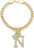 Initial Letter Cuban Chain Dog Chain Pet Chain Pet, Cat, Puppy Necklace (N, 14")