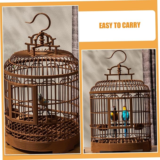 Retro Plastic Large Birdcage Villa Portable Travel Cage for Lovebirds Budgie Parrot Cage Bird Carrier