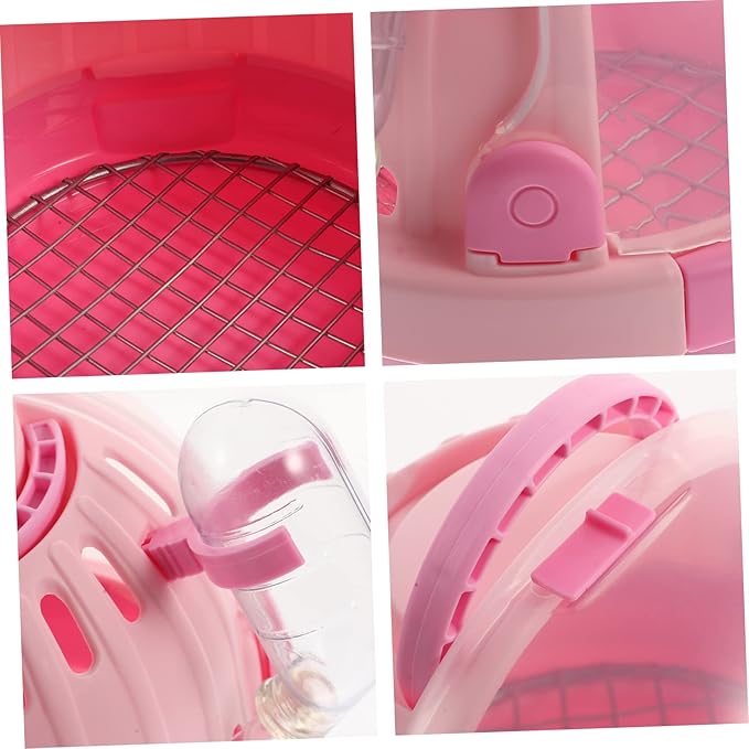 Kisangel 1set Portable Handheld Bird Carrier Transparent Design Detachable Base Vented for Air Circulation for Parrots Birds and Animals Capsule Galvanized Mesh Pad