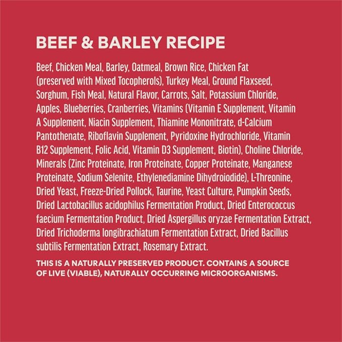 Instinct BeNatural, Natural Dry Dog Food, Raw Coated Kibble, Whole Grain - Real Beef & Barley, 4.5 lb. Bag