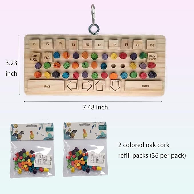Bird Chewable Keyboard Toy,Wooden Biting Training and Foraging Bird Toys,Bird Cage Accessories, Parakeet Toys (STARTOP1)