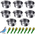 8 pcs Bird Feeding Dish Cups, Parrot Stainless Steel Food Bowl Cage Water Feeder with Clamp Holder for Parrots Cockatiel Budgies Lovebird Parakeet Feeding Cups with 8 Spoon