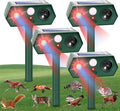 2025 Solar Ultrasonic Animal Repellent Sonic Fortress Pro Raccoon Repellent Cat Repeller Deer Deterrent with Flash Light Motion Sensor to Keep Squirrel Rabbit Dog Skunk Out of Garden Yard(4Pack)