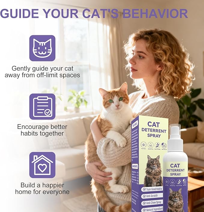 Cat Deterrent Spray, Cat Repellent Indoor and Outdoor, Citrus Spray for Cats, Cat Deterrent for Furniture Protection, Pee Spraying, Excessive Chewing & Scratching Everywhere, 5.07 Fl Oz