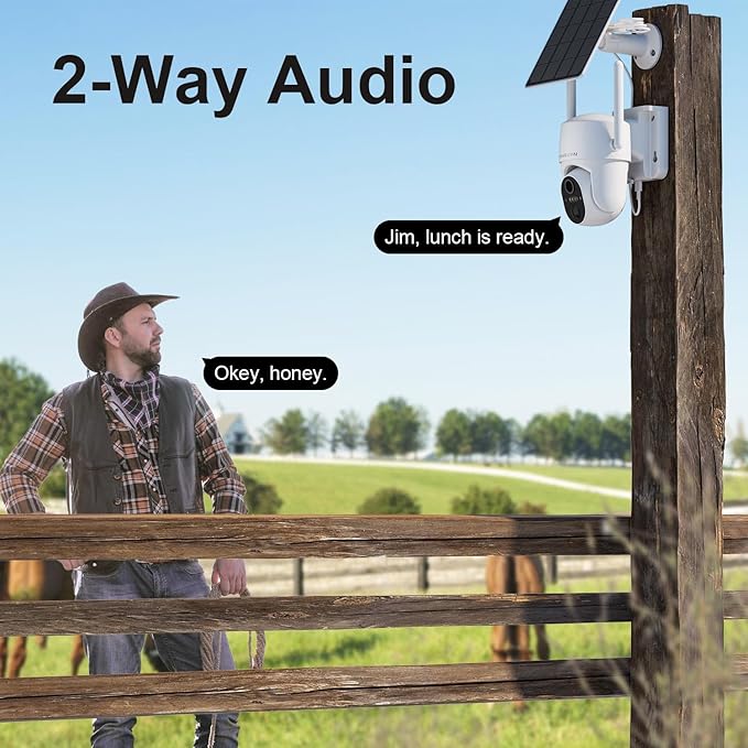 HOSAFE.COM 4G LTE Cellular Solar Security Camera Wireless Outdoor, No WiFi Security Camera, Off Grid 2K Color Night Vision 360° Live View,Built-in SIM Card with Cloud Storage for Barn Farm Jobsite