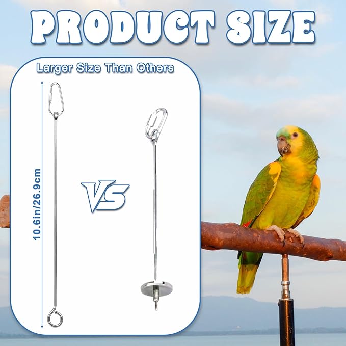 3Pcs Bird Food Holder, Stainless Steel Small Animal Bird Food Treats Skewer Hanging Vegetable Fruit Feeder Feed Treating Tool Suitable Parrots Cockatoo Cockatiel (Silver)