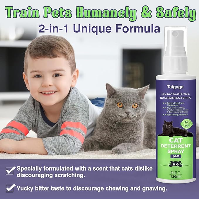 Cat Deterrent Spray, Cat Repellent Spray, 5.07 Fl Oz No Chew Spray for Dogs & Cats