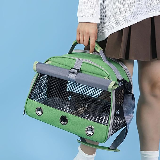 Bird Traval Carrier Cage, Bird Carrier with Seat Belt, Multifunctional Small Animal Backpack, Pet Transparent Breathable Carriers for Small Birds Parrots (Green)